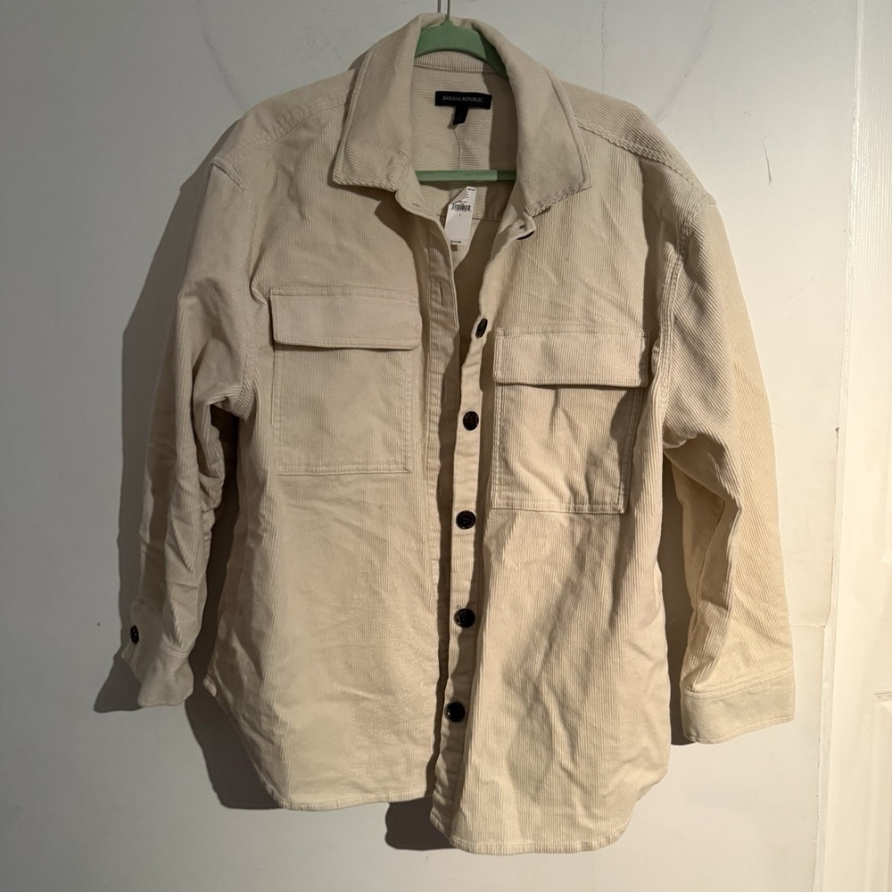 Banana Republic Shirt Size L Mens Brown Wide Wale Corduroy Button Down Shacket